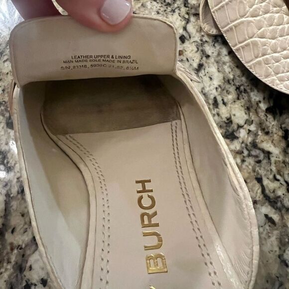 Tory Burch Georgia Loafer Mule Goat Leather SIZE 8.5 Cream - Picture 4 of 5